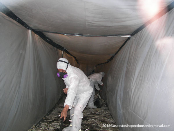 Asbestos removal in containment by #1 Clean Air Environmental, LLC